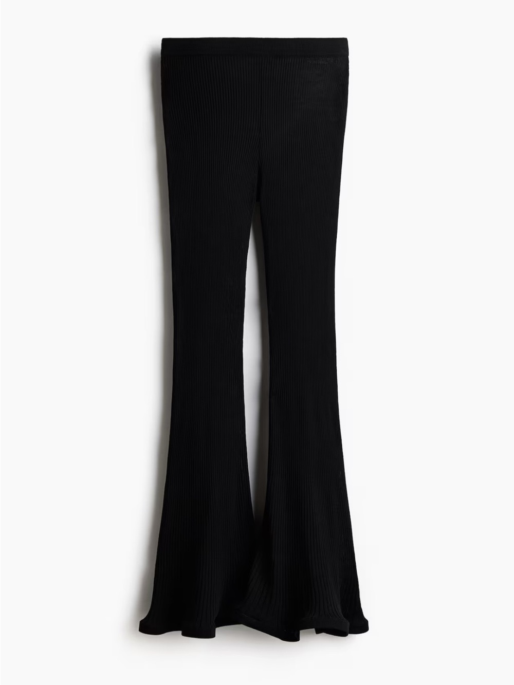 H&M Premium Selection Silk Blend Rib-Knit Flared Leg Pants Sz M (black) NWT